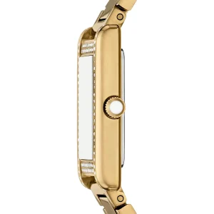 ar11659 emporio armani watch women crystals white square dial metal stainless steel gold strap quartz analog ganni 10