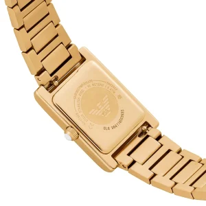 ar11659 emporio armani watch women crystals white square dial metal stainless steel gold strap quartz analog ganni 5