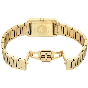 ar11659 emporio armani watch women crystals white square dial metal stainless steel gold strap quartz analog ganni 7