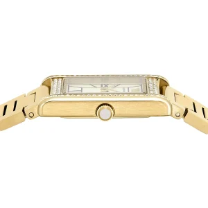 ar11659 emporio armani watch women crystals white square dial metal stainless steel gold strap quartz analog ganni 8