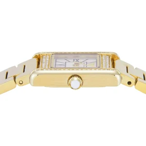 ar11663 emporio armani watch women crystals white square dial metal stainless steel gold strap quartz analog ganni 10
