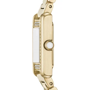 ar11663 emporio armani watch women crystals white square dial metal stainless steel gold strap quartz analog ganni 12