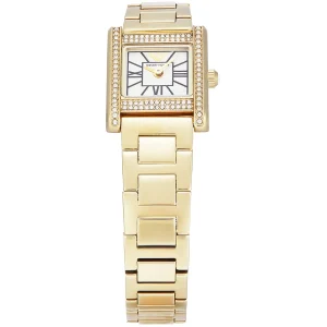 ar11663 emporio armani watch women crystals white square dial metal stainless steel gold strap quartz analog ganni 2