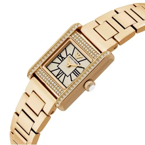 ar11663 emporio armani watch women crystals white square dial metal stainless steel gold strap quartz analog ganni 3