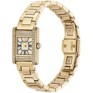 ar11663 emporio armani watch women crystals white square dial metal stainless steel gold strap quartz analog ganni 4