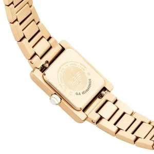 ar11663 emporio armani watch women crystals white square dial metal stainless steel gold strap quartz analog ganni 5