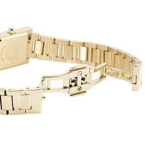 ar11663 emporio armani watch women crystals white square dial metal stainless steel gold strap quartz analog ganni 9