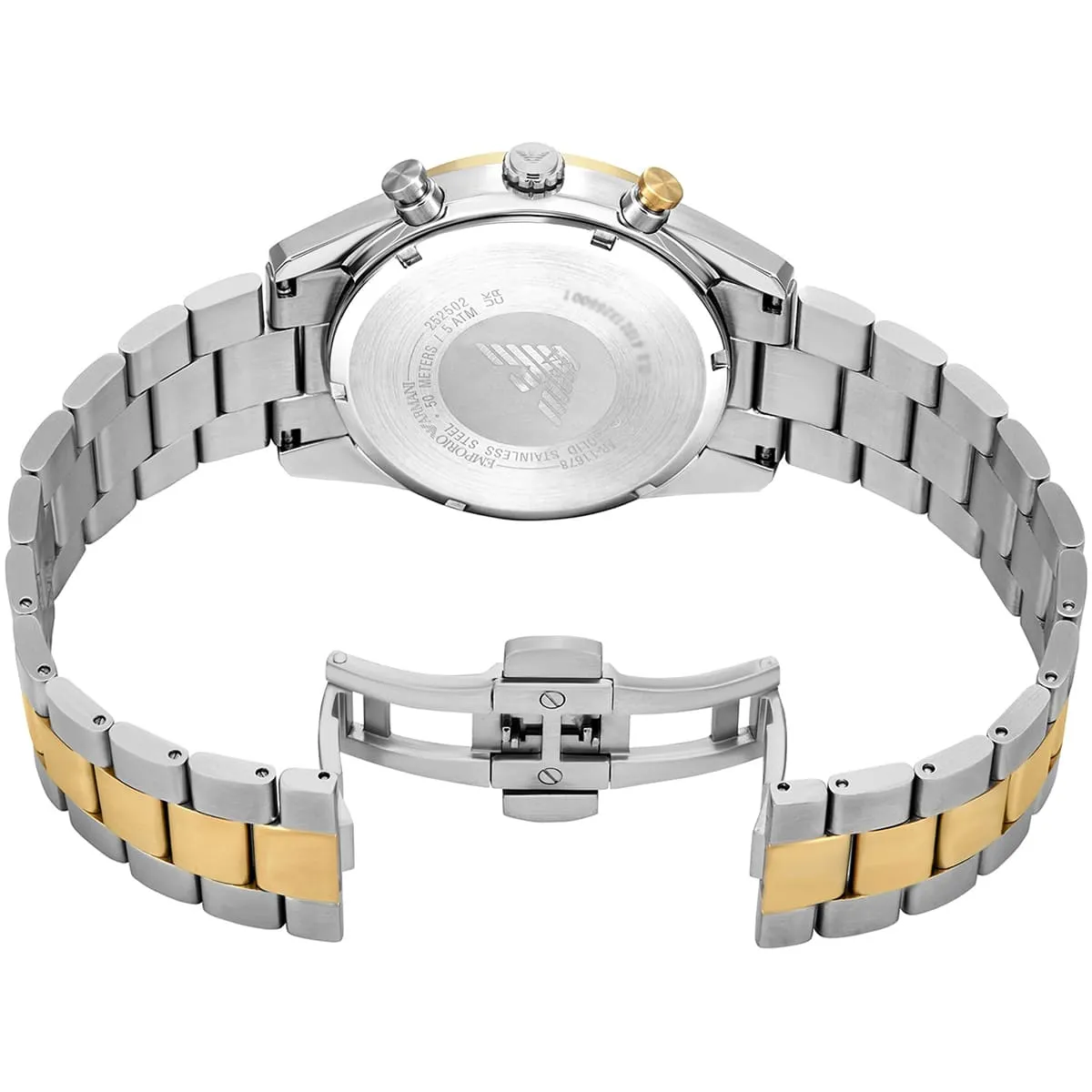 ar11678 emporio armani watch chronograph men two tone black dial metal stainless steel silver gold strap quartz analog racer 4 ar11678 emporio armani watch chronograph men two tone black dial metal stainless steel silver gold strap quartz analog racer 4