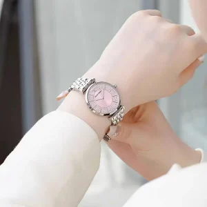 ar11686 emporio armani watch women crystals pink dial metal stainless steel silver strap quartz analog gianni t bar 10