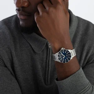 ar11697 emporio armani watch 100m 330ft men solar powered blue dial metal stainless steel silver strap quartz analog world explorer 12