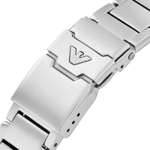 ar11697 emporio armani watch 100m 330ft men solar powered blue dial metal stainless steel silver strap quartz analog world explorer 6