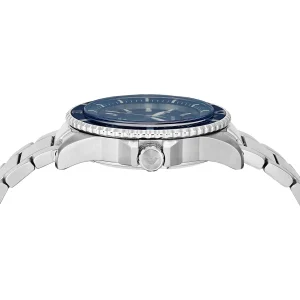 ar11697 emporio armani watch 100m 330ft men solar powered blue dial metal stainless steel silver strap quartz analog world explorer 8