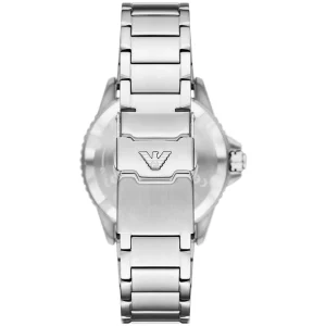 ar11697 emporio armani watch 100m 330ft men solar powered blue dial metal stainless steel silver strap quartz analog world explorer 9