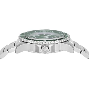 ar11698 emporio armani watch 100m 330ft men solar powered green dial metal stainless steel silver strap quartz analog world explorer 5
