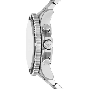 ar11722 emporio armani watch 100m 330ft solar men arabic numbers gray dial metal stainless steel silver strap quartz analog chronograph world explorer 4