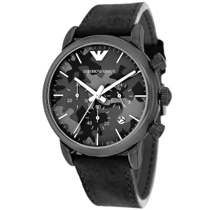 ar1816 emporio armani watch men camouflage multicolored dial leather gray strap quartz battery analog chronograph luigi xlarge 2