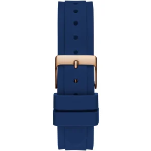 gw0113l3 guess watch women silver dial rubber blue strap quartz battery analog crystals solstice 3