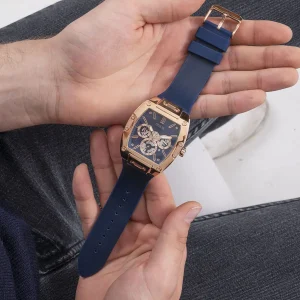 gw0202g4 guess square watch men blue dial rubber strap quartz battery analog phoenix 13