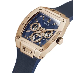 gw0202g4 guess square watch men blue dial rubber strap quartz battery analog phoenix 2