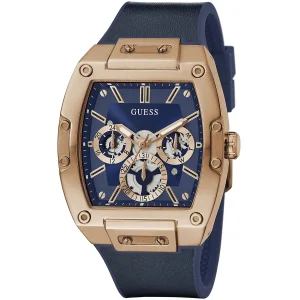gw0202g4 guess square watch men blue dial rubber strap quartz battery analog phoenix 7