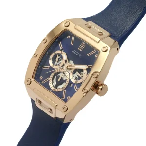 gw0202g4 guess square watch men blue dial rubber strap quartz battery analog phoenix 8