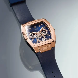 gw0202g4 guess square watch men blue dial rubber strap quartz battery analog phoenix 9