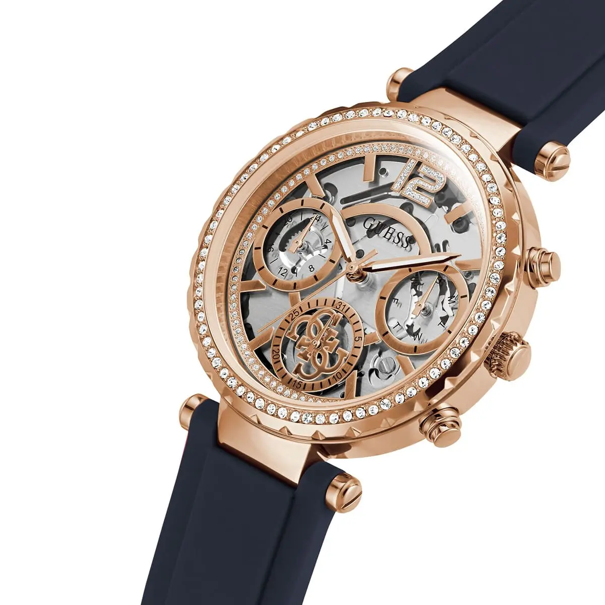 gw0484l2 guess watch women blue dial rubber strap quartz battery analog solstice 2 gw0484l2 guess watch women blue dial rubber strap quartz battery analog solstice 2