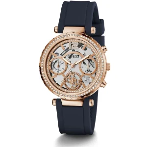 gw0484l2 guess watch women blue dial rubber strap quartz battery analog solstice 3