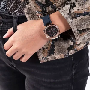 gw0484l2 guess watch women blue dial rubber strap quartz battery analog solstice 6