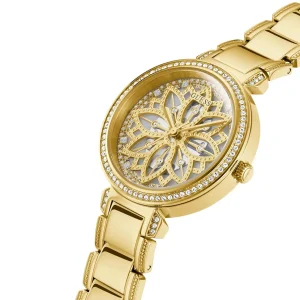 gw0528l2 guess watch women gold dial metal stainless steel golden strap quartz battery analog crystals lily 2