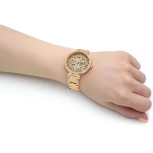 gw0528l2 guess watch women gold dial metal stainless steel golden strap quartz battery analog crystals lily 7