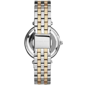 mk3405 michael kors watch women silver dial metal stainless steel gold strap quartz battery analog three hand darci mini 3