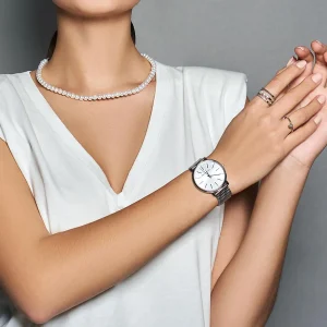 mk4338 michael kors watch women silver dial metal stainless steel mesh strap quartz battery analog three hand pyper 17