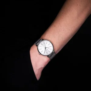 mk4338 michael kors watch women silver dial metal stainless steel mesh strap quartz battery analog three hand pyper 18