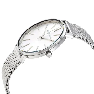 mk4338 michael kors watch women silver dial metal stainless steel mesh strap quartz battery analog three hand pyper 4