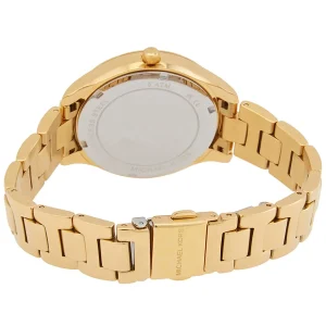 mk4555 michael kors watch women crystals white dial metal stainless steel gold strap quartz battery analog three hand liliane 5