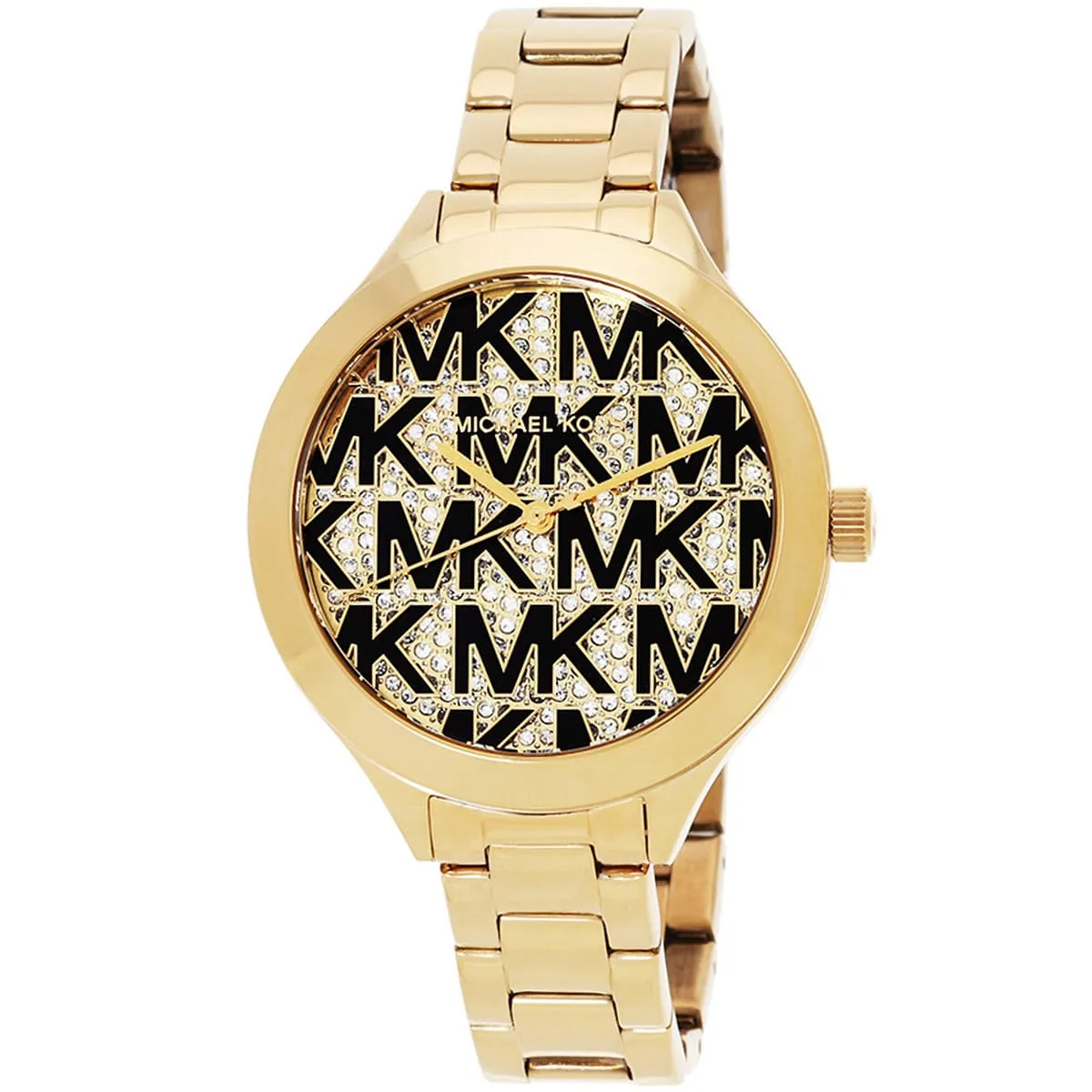 mk4659 michael kors watch women mk logo crystals gold dial metal stainless steel golden strap quartz battery analog three hand runway 2 mk4659 michael kors watch women mk logo crystals gold dial metal stainless steel golden strap quartz battery analog three hand runway 2