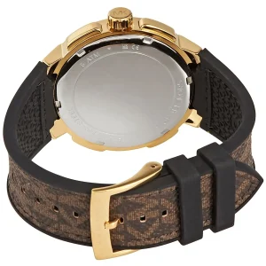 mk6948 michael kors chronograph watch women silver dial polyurethane chloride brown strap quartz battery analog crystals sidney 4