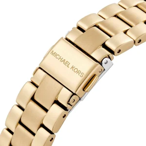 mk7278 michael kors watch women crystals white dial metal stainless steel gold strap quartz battery analog three hand lennox 10