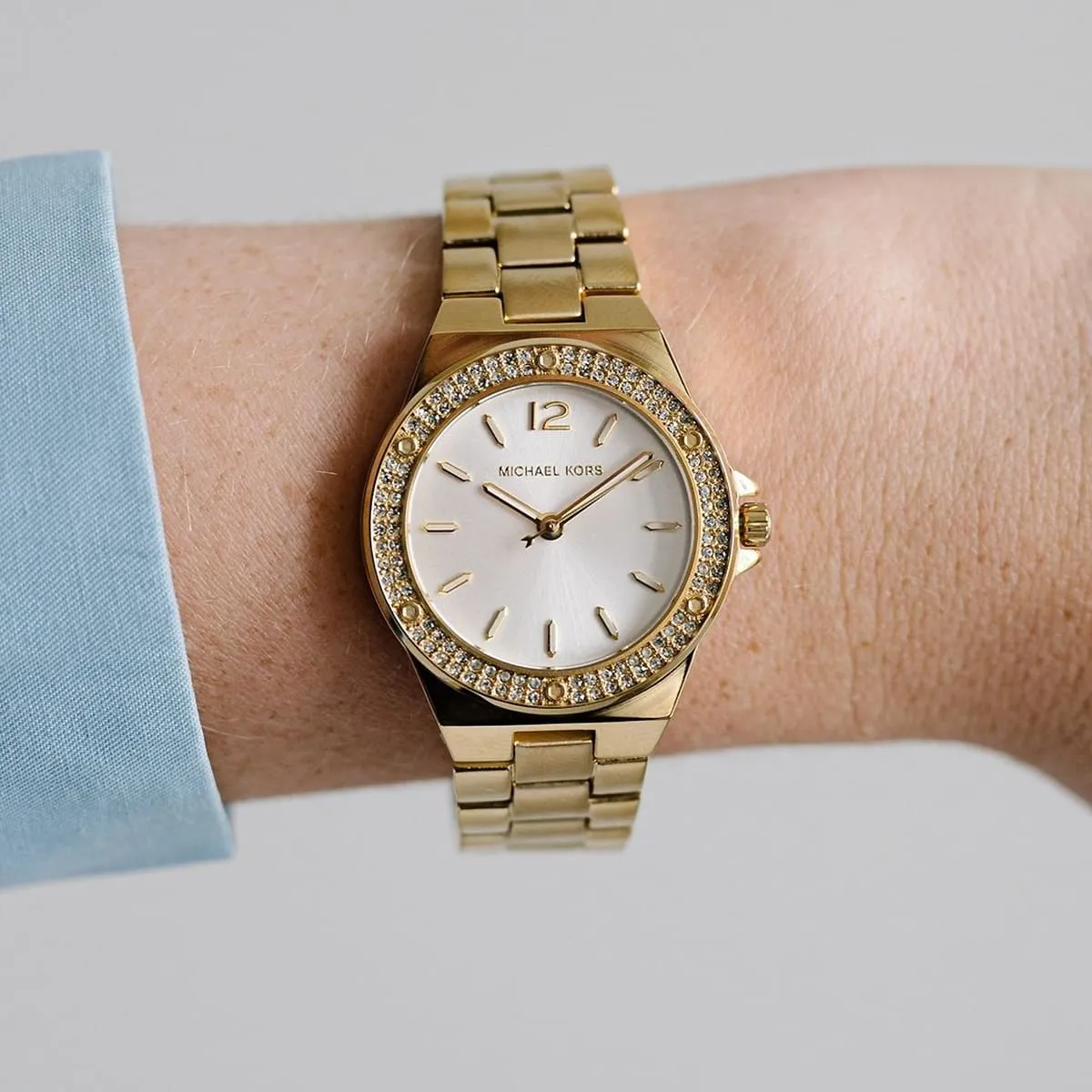 mk7278 michael kors watch women crystals white dial metal stainless steel gold strap quartz battery analog three hand lennox 11 mk7278 michael kors watch women crystals white dial metal stainless steel gold strap quartz battery analog three hand lennox 11