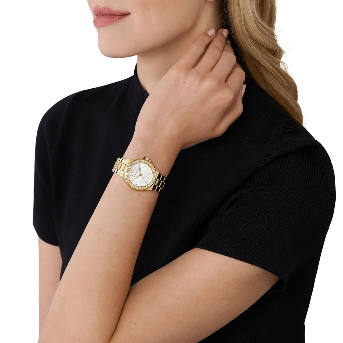 mk7278 michael kors watch women crystals white dial metal stainless steel gold strap quartz battery analog three hand lennox 16 mk7278 michael kors watch women crystals white dial metal stainless steel gold strap quartz battery analog three hand lennox 16