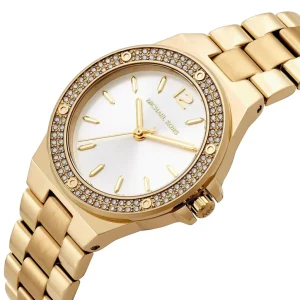 mk7278 michael kors watch women crystals white dial metal stainless steel gold strap quartz battery analog three hand lennox 2 1024x1024