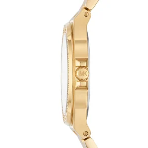mk7278 michael kors watch women crystals white dial metal stainless steel gold strap quartz battery analog three hand lennox 5