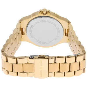 mk7278 michael kors watch women crystals white dial metal stainless steel gold strap quartz battery analog three hand lennox 9