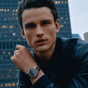 1513783 hugo boss watch men blue dial leather black strap quartz battery analog chronograph skymaster 10