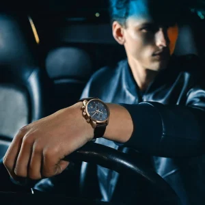 1513783 hugo boss watch men blue dial leather black strap quartz battery analog chronograph skymaster 11