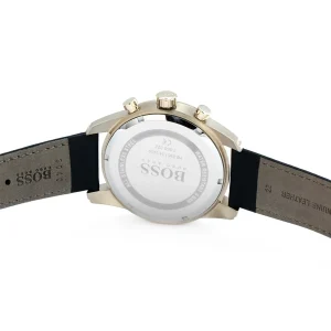 1513783 hugo boss watch men blue dial leather black strap quartz battery analog chronograph skymaster 4