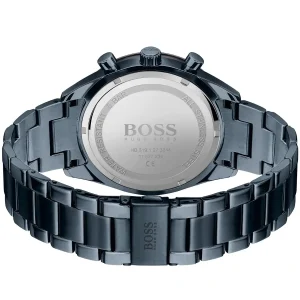 1513865 hugo boss watch men gray dial metal stainless steel blue strap quartz battery analog chronograph santiago 3