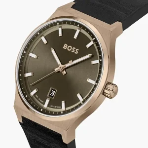 1514080 original hugo boss men watch green dial black leather strap egypt 3