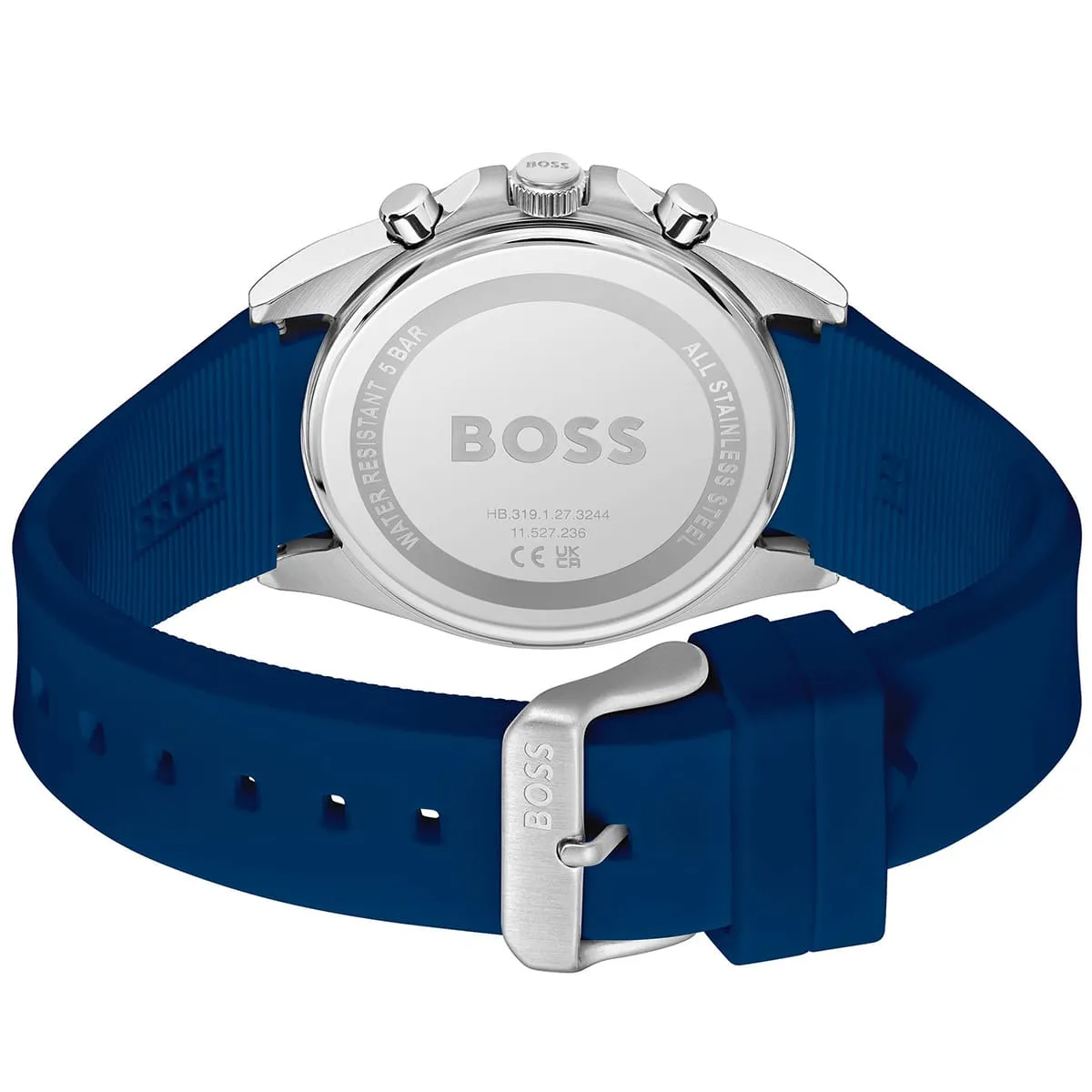 1514239 hugo boss watch men blue dial rubber strap quartz battery analog chronograph strike 3 1514239 hugo boss watch men blue dial rubber strap quartz battery analog chronograph strike 3